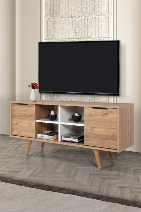 Hanah Home Sina 3321 Soporte para TV Roble Zafiro y Blanco